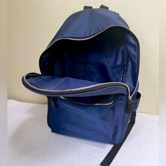 Versace Parfums Dylan Nylon Blue Backpack Bag Travel Logo Medusa Zip Lightweight - Picture 9 of 16